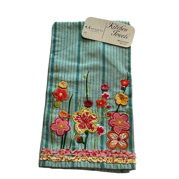 Kitchen Tea Towels Set of 3 Designs Approximately 20x28 Teal, Pinks - Picture 4 of 9